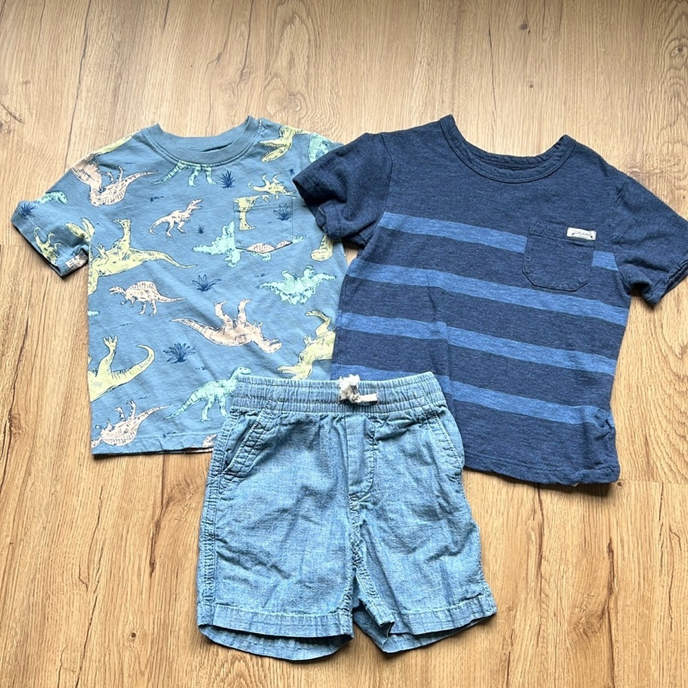GAP Boys Blue Dinosaur & Stripe Matching Set
